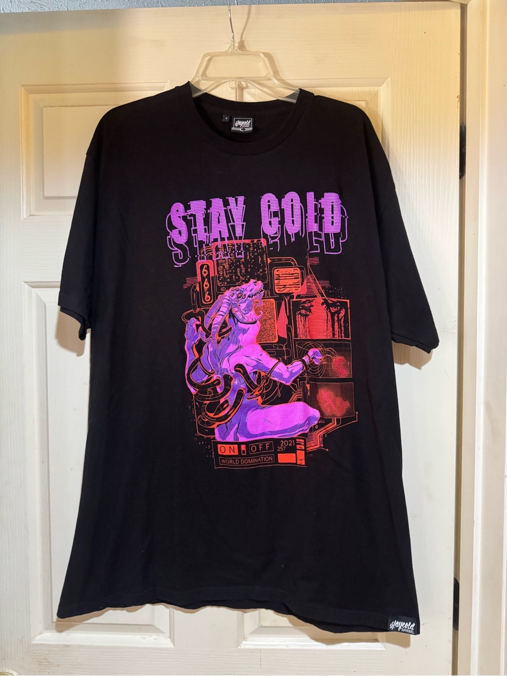 Stay Cold Graphic Tee - Black with Pink/Purple Print